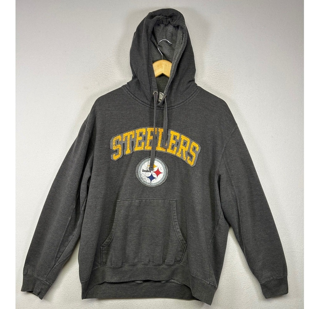 Sporty NFL Team Apparel Mens XL Gray Pittsburgh Steelers Pullover Hoodie Graphic
